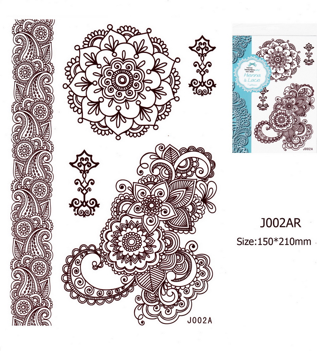 Henna tetoválás matrica 15cmX21cm J002AR