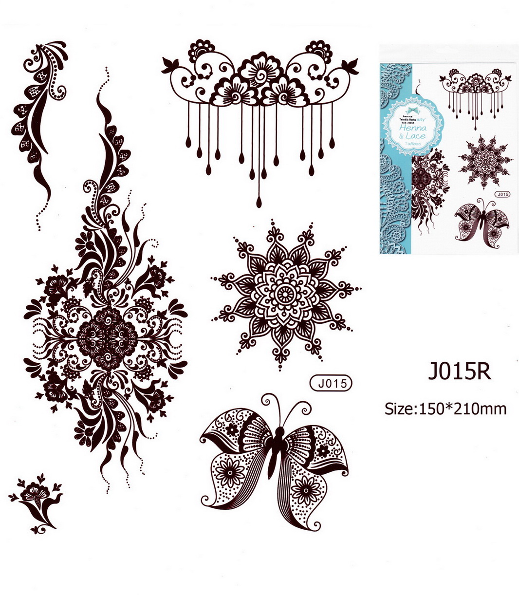 Henna tetoválás matrica 15cmX21cm J015R