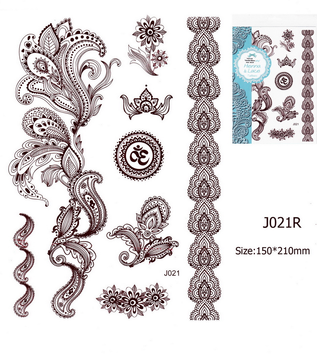 Henna tetoválás matrica 15cmX21cm J021R