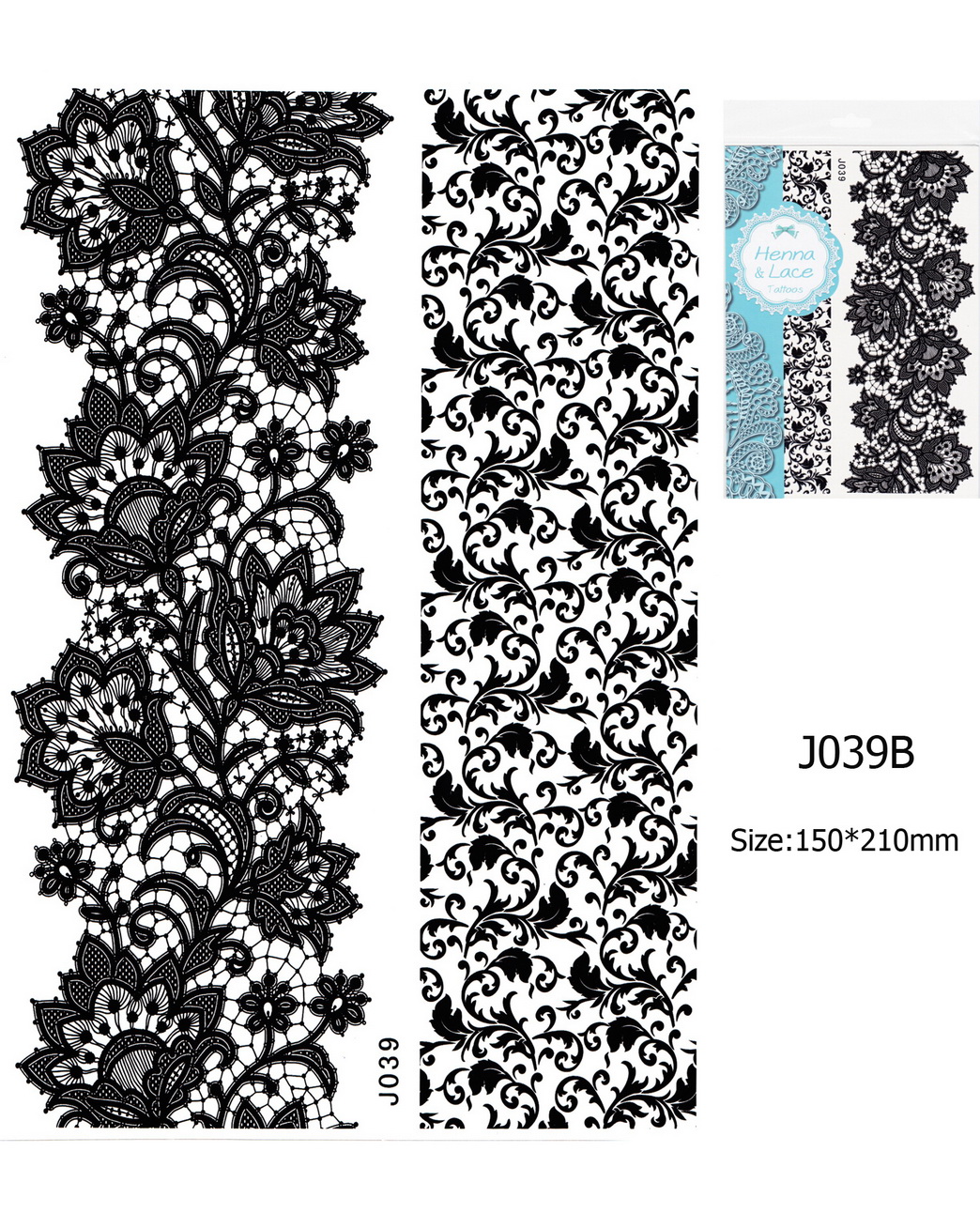 Henna tetoválás matrica 15cmX21cm J039B