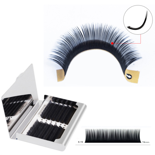 Szálas műszempilla-Dupla végű/Fekete (0.15mm,C-curl,12 lines)