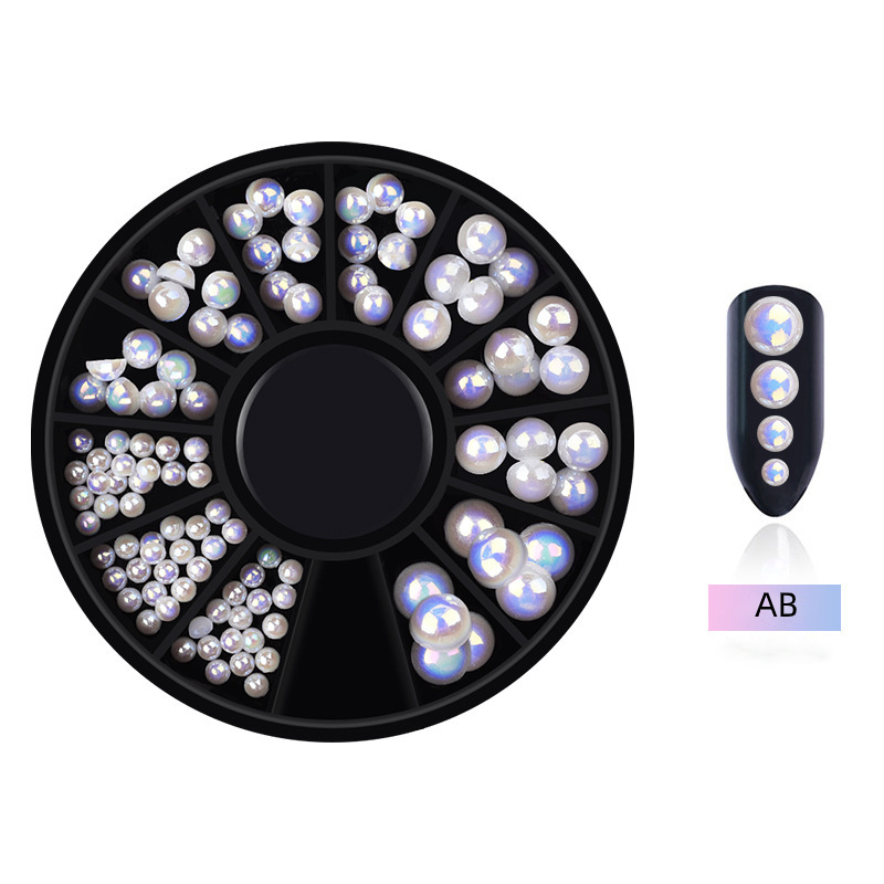 Félkör gyöngy Szett-Fehér AB,3/4/5/6mm,120db-os,